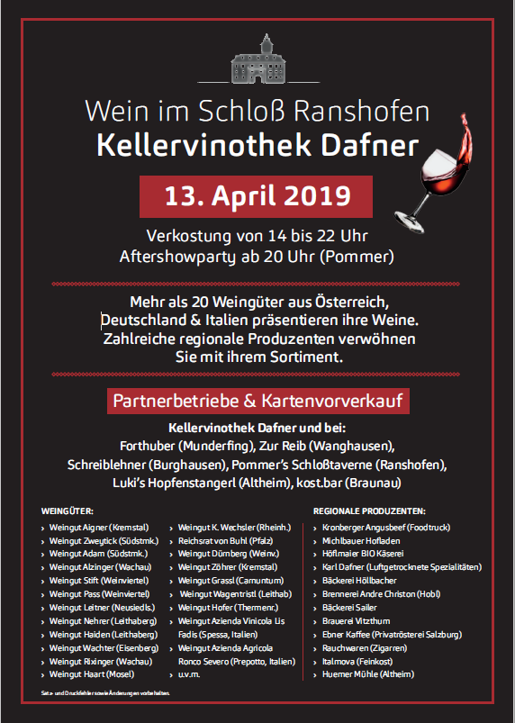 13. April 2019 – Wein im Schloss
